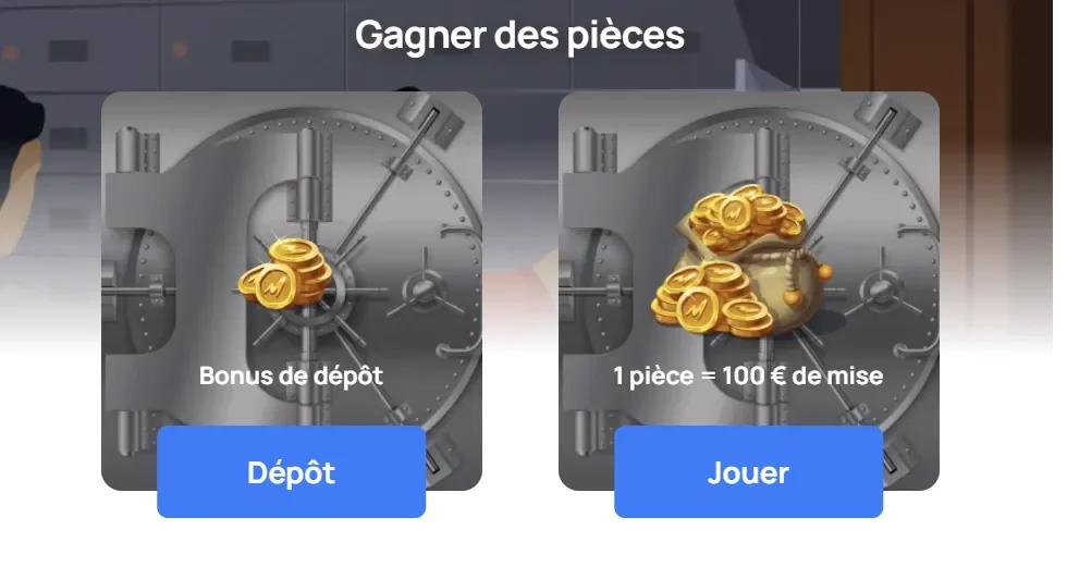 Boutique de Millionz Casino où les pièces s'échangent contre des tours gratuits et des bonus