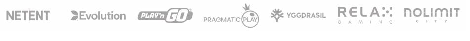Logos de studios présents sur Millionz Casino : NetEnt, Evolution, Play'n GO, Pragmatic Play, Yggdrasil, Relax Gaming, Nolimit City